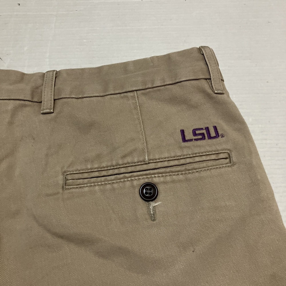 Dockers LSU Geaux‎ Tigers Embroidered Logo Khaki Shorts Size 34 X 10 NCAA Sports
